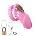 18+ Silicone Chastity Cage Male  Lock With 5  Rings  Toys For Sissy Men Femboy Stretcher BDSM   Urethral Device Sex Toys. 