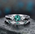rings for girls Wish New Rings Fashion Zirconia Rings for Women Set of two micro-set emerald ring ornaments. 