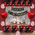 Happy Birthday Decoration Combo of 5 Items / Birthday Party Decoration Black Red and Silver Theme. Pack of 33 Pcs. 