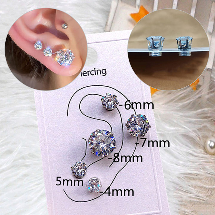 Crystal Magnetic Ear Stud Earrings Zircon Magnet Earrings Non Piercing Jewelry ANLAN