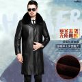 Fur Coat Leather Coat Genuine Leather Long Men's Velvet Integrated Imported Haining Thickened Lapel Mid-Length Fur 》. 