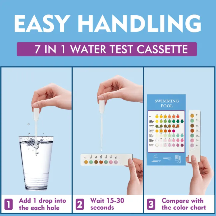 Yieryi 7 in 1 Pool Test Kit PH/KH/GH/CYA/TCL/CL/BR Water Chemical ...