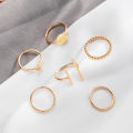 6PCS/Set Vintage Rings Women's Love and Creative Female Cold Wind Joint Ring Set for Girls. 