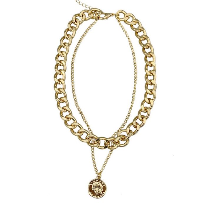 Enacolor%20Retro%20Hip%20Hop%20Queen%20Heart%20Portrait%20Double%20Layer%20Chain%20Necklace%20for%20%20Women%20%20Girls%20%20Choker%20-%20Image%203