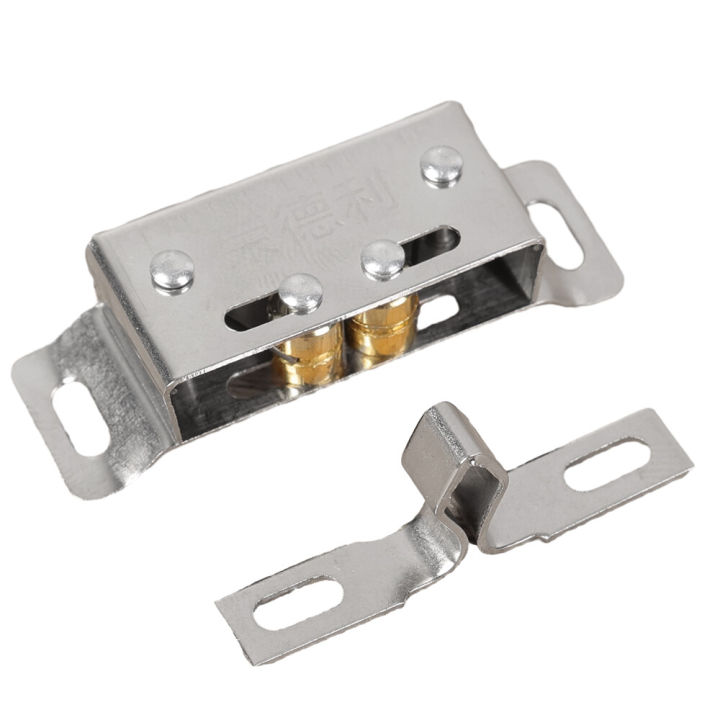 【FOOT SOFA】1xStainless Steel Door Close Latch Cupboard Cabinet Double Roller Catch Magnetic Cabinet Catches Furniture Hardware Accessories