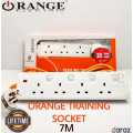 ORANGE - Extension Wire Cord 3 / 5 / 7 Meter - 13A Trailer Multi Socket - Multi Plug Power Strip. 