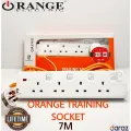 ORANGE - Extension Wire Cord 3 / 5 / 7 Meter - 13A Trailer Multi Socket - Multi Plug Power Strip. 