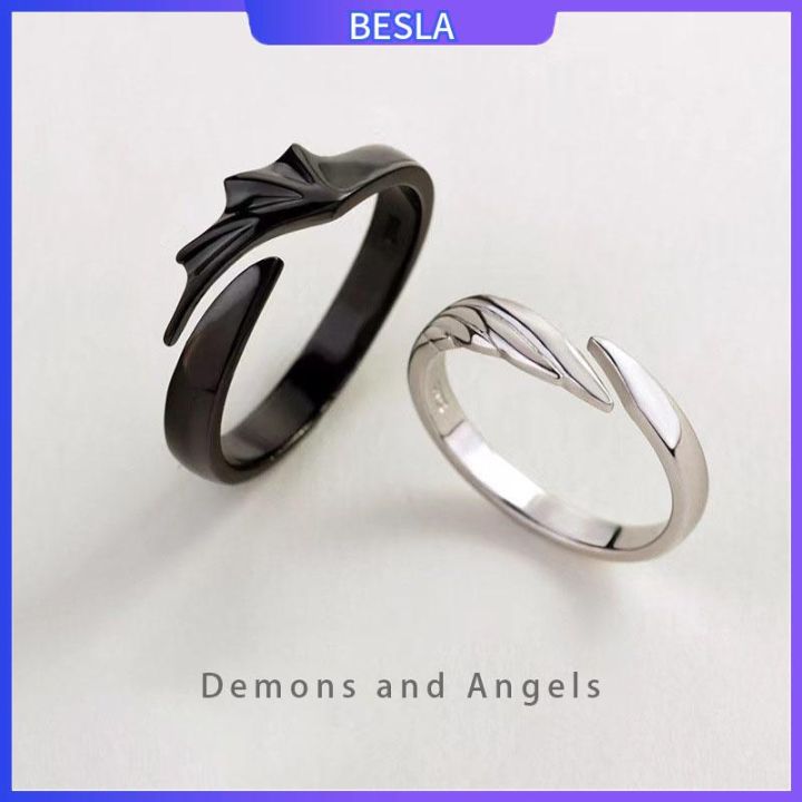 Devil And Angel Couple Ring Toothless and Light Fury Open Ring ...