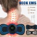EMS Electric Neck Massager 8 Mode 19 Gears Tens Pulsed Therapy Instrument Cervical Back Massage Muscle Stimulator Patches Pain Relief. 