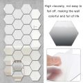 6/12PCs Hexagonal Diy 3D Mirror Wall Stickers Restaurant Aisle Floor Personality Decorative Mirror Paste Living Room Sticker. 