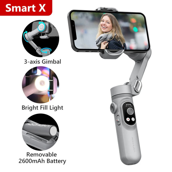 AOCHUAN%20Smart%20X%20Pro%203-Axis%20Foldable%20Handheld%20Gimbal%20Stabilizer%20with%20Fill%20Light%20Wireless%20Charging%20For%20Smart%20Phone%20Action%20Camera%20-%20Image%202