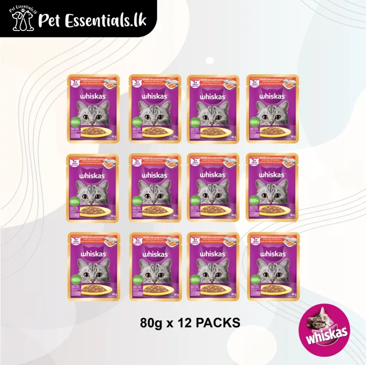Whiskas Adult Wet Food ( Mackerel and Salmon 80g X 12 )