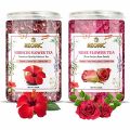 REORIC Organic Herbal Tea Combo Pack - Hibiscus Flower Tea(100g) + Rose Flower Tea(100g) | Caffeine Free| Premium Tea| Hibiscus Tea Leaves | Iced Tea| Improve Digestion| Rose Tea (FROM INDIA)SAB. 