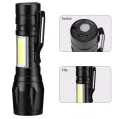 XPE COB LED Flashlight Adjustable Focus Camping Torch Pen Clip Light. 