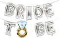 BRIDE TO BE Silver Foil balloon banner Handwriting Letter 16 Inch Celebration Balloon Romantic Wedding Bridal Shower Anniversary Engagement Proposal Party. 