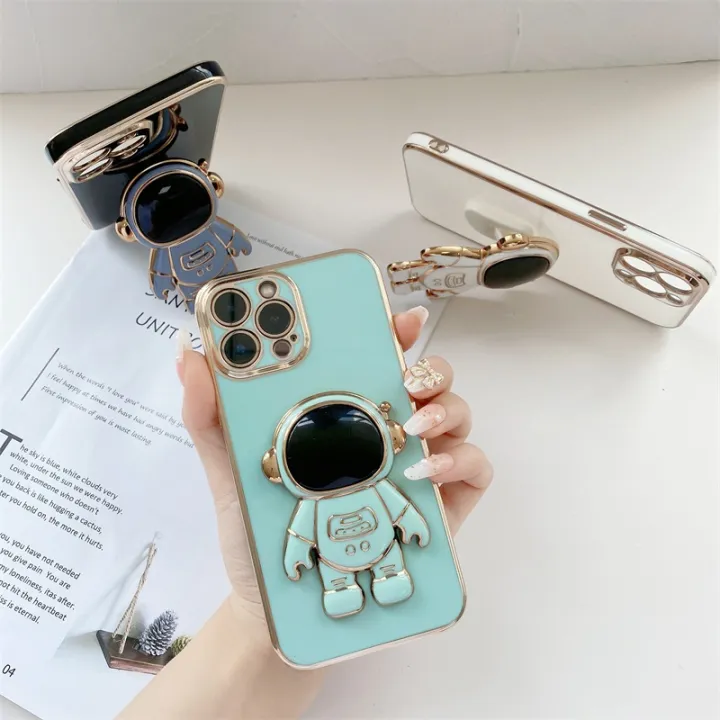 TA%20for%20Huawei%20P%20Smart%20Plus/Nova%203i%20Back%20Cover%20Creative%20Cute%20Astronaut%20Folding%20Bracket%20Luxury%206D%20Plating%20Case%20Soft%20Silicone%20Square%20Phone%20Cases%20-%20Image%206