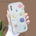 Hontinga for Samsung A11 M11 Back Cover Sky Moon Phone Case Cream Texture Wavy Edge Soft Mobile Cover. 