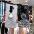 Casinglee for Samsung Galaxy S9 Plus case Shiny Ring Glitter Soft Transparent Holder Stand Back cover with String for Samsung S9 Plus Phone cases cover Stars Moon Girls. 