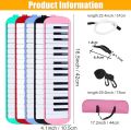Melodica 32 Key Pianica Portable with Carrying Bag Short and Long Mouthpieces for Beginners Kids Gift. 