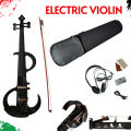 Electric Violin - Solid Wood Violin Bow Stringed Instruments Acoustic Electronic Silent Violin  , Upgraded black. 