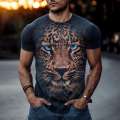 Men animal T-shirt summer short sleeve pullover o neck lion print 3D oversized designer top black casual vintage male clothes. 