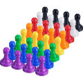 【LuxeGlow】32 Pieces Multicolor Plastic Pawn Chess Pieces for Board Games Pawns Tabletop Markers 1 Inch. 