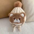 Big Pompom Winter Baby Knitted Hat Lamb Wool Toddler Kids Cute Bear Thick Warm Beanie Outdoor Boys Girls Ear Protection Cap. 