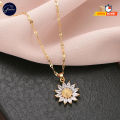 Glamon Stainless Steel Sunflower Necklace For Girls High-Quality Gold Chain Jewelry Gift for Girls Korean Fashion Choker Style Zircon Pendant. 