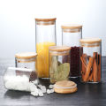 Canglex Storage Box Multi-purpose Kitchen Glass Storage Jar with bamboo lid Coffee Seasoning Spice Food Container Canister Storage Tank. 