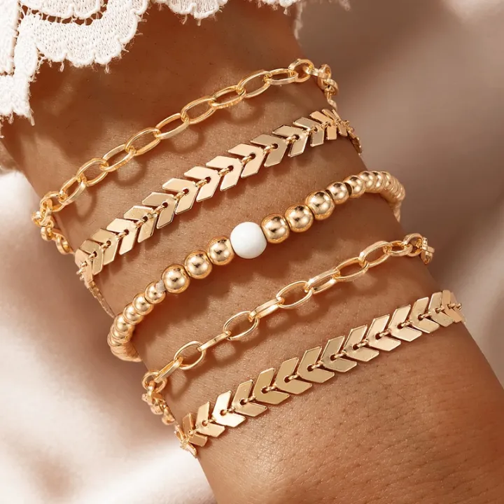 5pcs/sets%20Bohemian%20Leaf%20Gold%20Bracelets%20for%20Women%20Charms%20Beaded%20Chain%20Adjustable%20Jewelry%20Accessories%20%2015774%20-%20Image%203