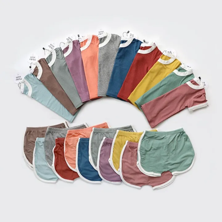 2023 Kids Summer Clothes Cotton Boys Clothing Girls Toddler Outfits Shorts 2 Piece Set Little Girl Baby