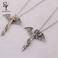 Sunny Punk Men Glow In The Dark Dragon Sword Pendant Chain Necklace. 