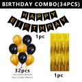 Party Propz Happy Birthday Banner Decoration Kit - 34Pcs Set for Boys Husband Balloons Decorations Items Combo with Helium  Balloons and Foil Curtain. 