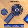 Maytto Mini Portable Fan LED Digital Display Foldable Handheld Fan Telescopic Folding Fan Dormitory Rechargeable Fan Quiet Fashion Fan Low Noise Flexible Fan Hang Handheld Desktop Fan. 
