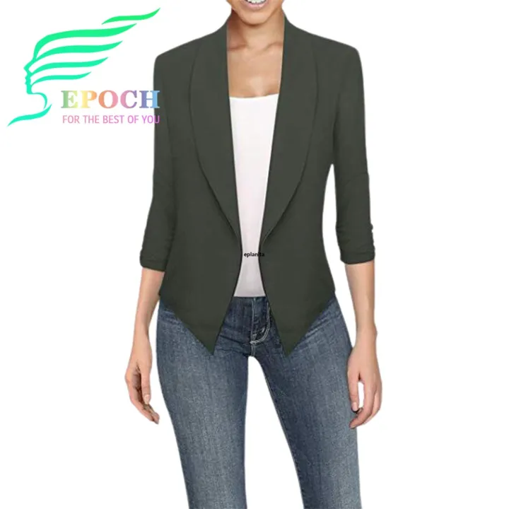 Epoch%20Women%20Formal%20Stylish%20Women's%20Business%20with%20Slim%20Fit%20Irregular%20Hem%20Perfect%20for%20Office%20Wear%20Anti-wrinkle%20Cardigan%20Suit%20Coat%20in%20Solid%20Colors%20Ideal%20for%20Formal%20Events%20on%20Spring%20Summer%20Autumn%20-%20Image%202
