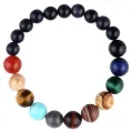 Natural Stone Eight Planets Bead Bracelets for Men Women Chakra Bangle Yoga Galaxy Solar Wristband Jewelry. 