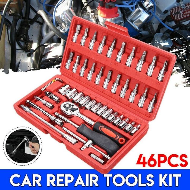 46pcs%201/4-Inch%20Socket%20Set%20Professional%20Car%20Repair%20Tool%20Ratchet%20Torque%20Wrench%20Combo%20Tools%20Kit%20Auto%20Repairing%20-%20Image%204