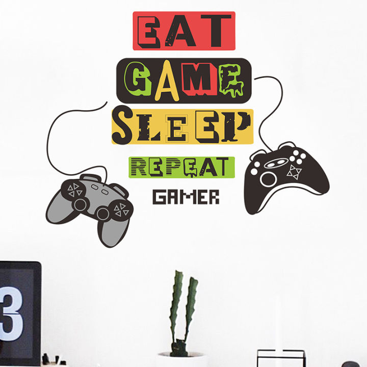 Gaming Zone Game Wall Sticker Playroom Bedroom Eat Sleep Game Repeat