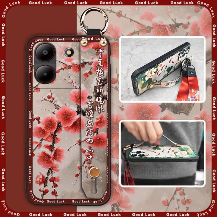 Anti-knock Back Cover Phone Case For ZTE Blade A54 Dirt-resistant Anti-dust Silicone ring Soft case Lanyard Durable
