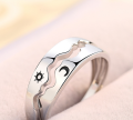 1Pair Sun Moon Matching Couple Rings Friendship Lover Open Adjustable Rings Set Minimalist Engagement Wedding Rings Lovers. 