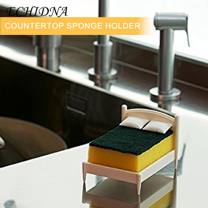 Fun Little Bed Sponge Holder Creative Kitchen Sponge Holder with Drain Stand Keep Sink Area Neat Tidy Non-slip Sponge Holder