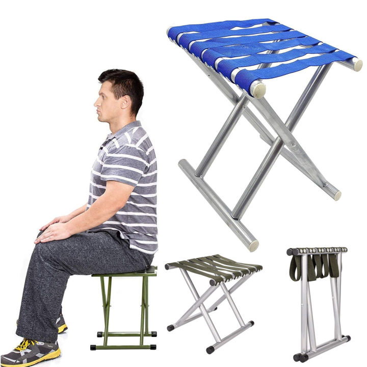 Folding Steel Frame Camping Stool Folding Camping Stool Portable Lightweight Fishing Chair for Camping Fishing Hiking Gardening and Beach