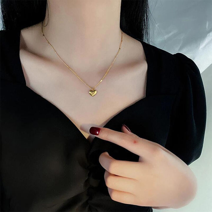 Fashion Gold Plated Love Heart Necklace For Women Man Pendant Hanging Chain Choker Necklace Valentine's Day Gift Jewelry Moya