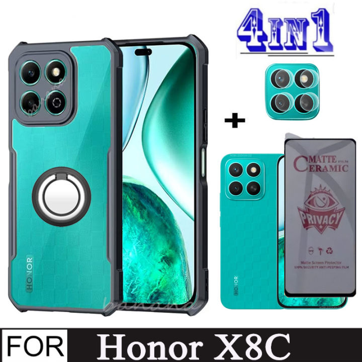 Honor X8C Shockproof Phone Case for Honor X8B X8A X7C 4 in 1 Camera Lens Full Ceramic Tempered Glass