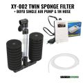 Aquarium bio sponge filter, Quality fish tank internal filter, Filter model Xinyou XY-002, with air pump and air tubes, all in one filter solution for your fish tank. 