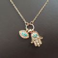 Fatima Palm Necklace Evil Eye Hamsa Hand Chain Pendant Jewelry For Women. 