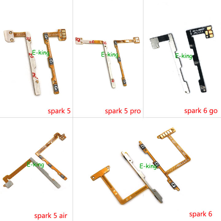 For Tecno Spark 3 4 5 6 7 8 8c 10C Go Air Pro Lite Power On Off Volume Up Down Switch Side Key Flex Cable