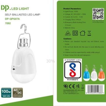 100W Rechargeable LED Bulb, Shape: Round, Emergency light power cut solution