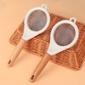 Wooden Handle Fine Mesh Flour Sieve Stainless Steel Powdered Sugar Fruit Juice Soy Milk Filter Net Spoon Kitchen Baking Tools 1Pcs. 
