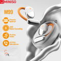 MINISO M99 Open Earphone Bluetooth 5.4 ANC Noise-Cancelling Sport Wireless Headphones IPX5 Waterproof Orange Glowing Earbuds. 